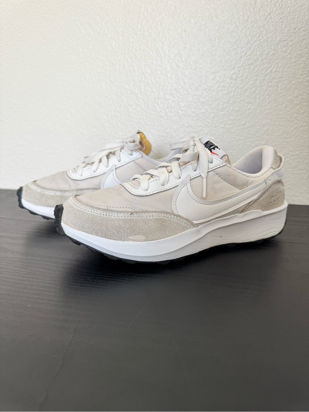 Nike Women's Off-White Suede and Leather Runner Sneakers